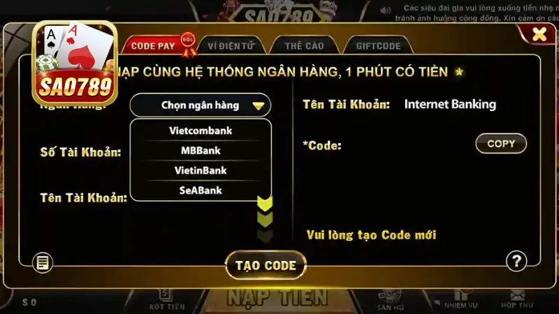 Nạp rút tiền Sao789 được nhiều người chơi quan tâm Nạp rút tiền Sao789 được nhiều người chơi quan tâm